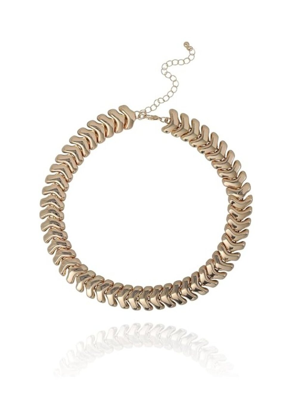 BGBG Chunky Necklace for Women, 15"+3.5" Gold-Tone Chevron Link